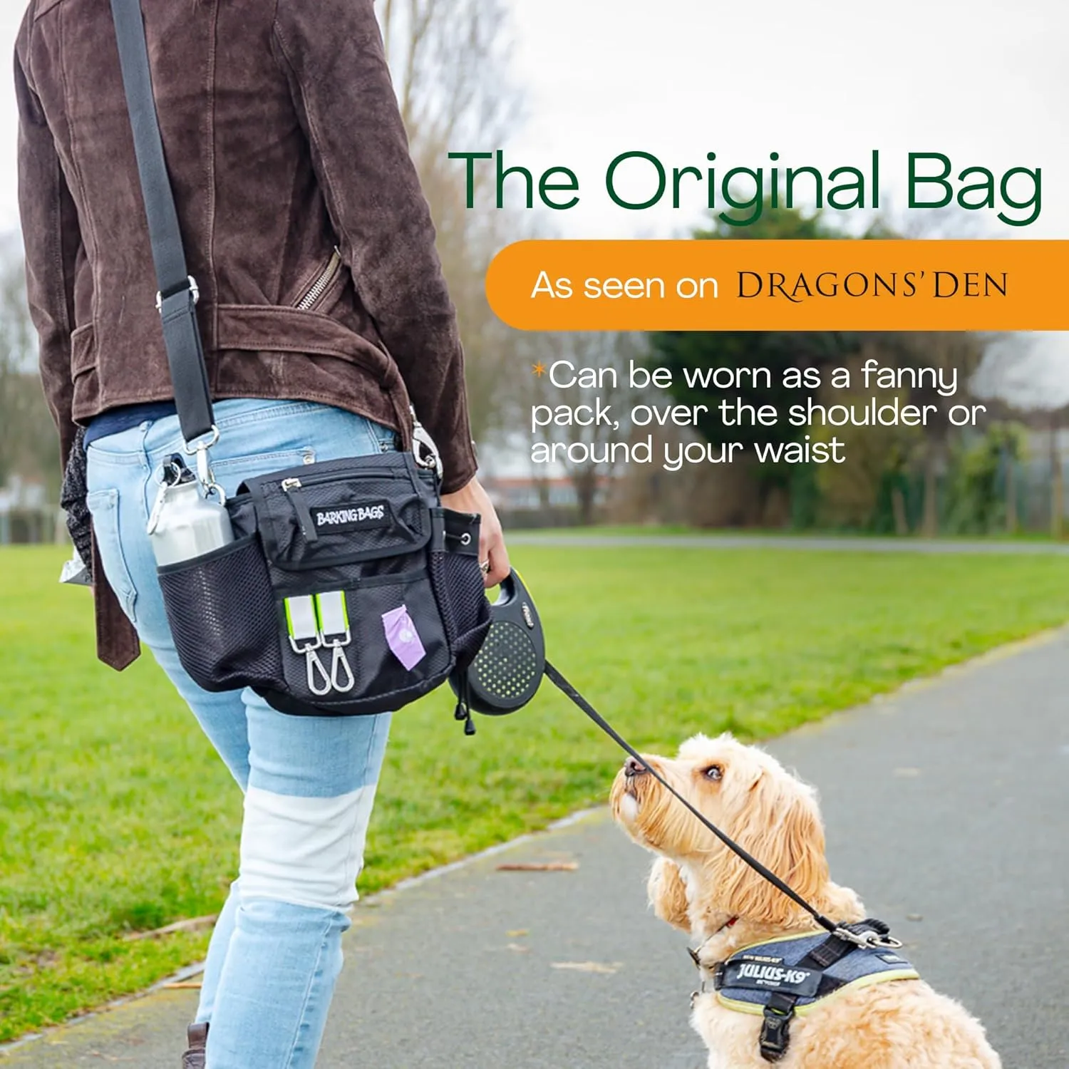 | The Original Dog Walking Bag | As Seen On Dragons’ Den | Lightweight & Practical Design | Carry Dog Toys, Dog Treats, Poop Bags & More With Ease | Extendable Shoulder Strap & Waistband