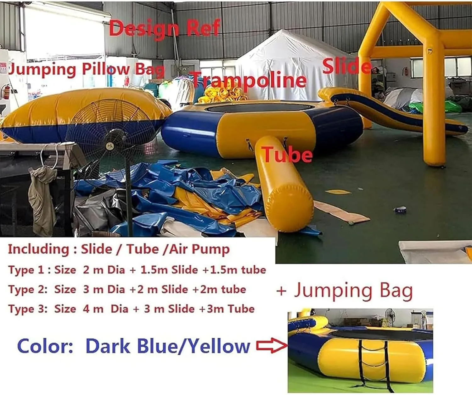 10ft Inflatable Water Trampoline with Bouncing Slide Four-Piece Set
