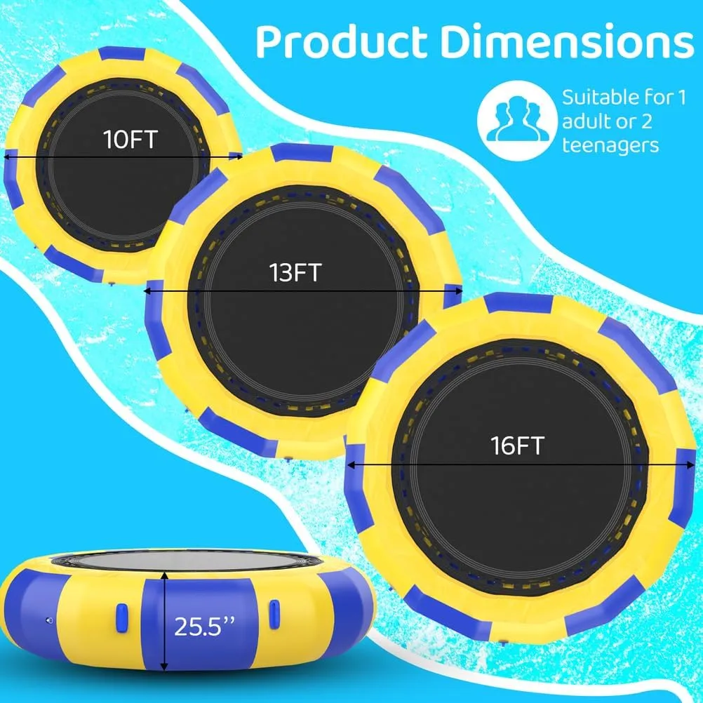 16ft/5m,Inflatable Water Trampoline with Bouncing Slide,Inflatable Water Bouncer for Lake,with Tube and Jump Bag Recreational Inflatable Toy