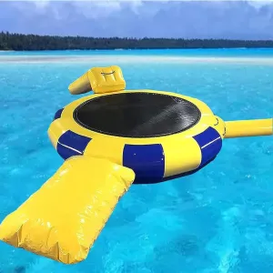 16ft/5m,Inflatable Water Trampoline with Bouncing Slide,Inflatable Water Bouncer for Lake,with Tube and Jump Bag Recreational Inflatable Toy