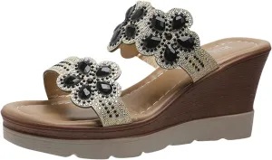 2025 Women's Summer Dressy Wedge Slides Sandals Fashion Open Toe Mule Platform Slip On High Heel Casual Sandals New