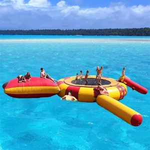 2m Inflatable Trampoline with Slide, Tube and Jump Bag Bouncing Swimming Platform,Recreational Inflatable Toy for Adults Kids