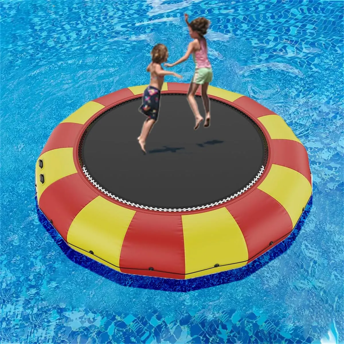 2m Inflatable Trampoline with Slide, Tube and Jump Bag Bouncing Swimming Platform,Recreational Inflatable Toy for Adults Kids