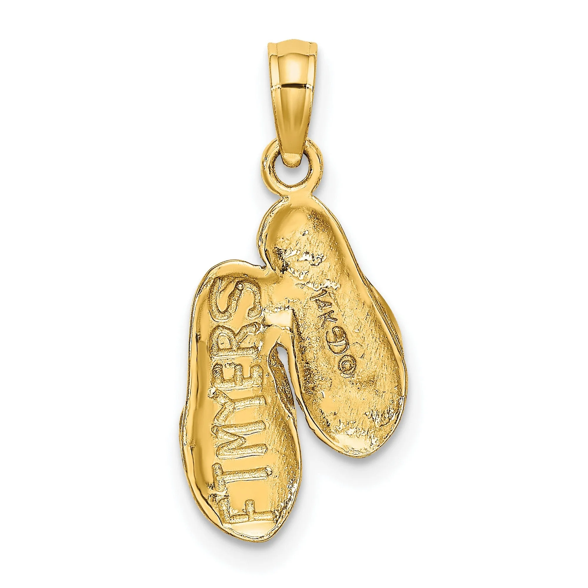3-D FT. MYERS Double Flip-Flop Charm Pendant in Real 14k Yellow Gold