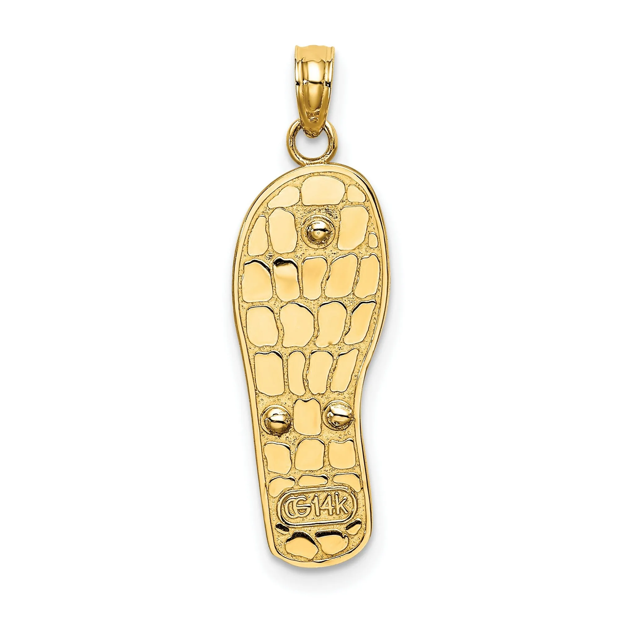 3-D Palm Tree And Bucket Flip-Flop Charm Pendant in Real 14k Multi-Tone Gold
