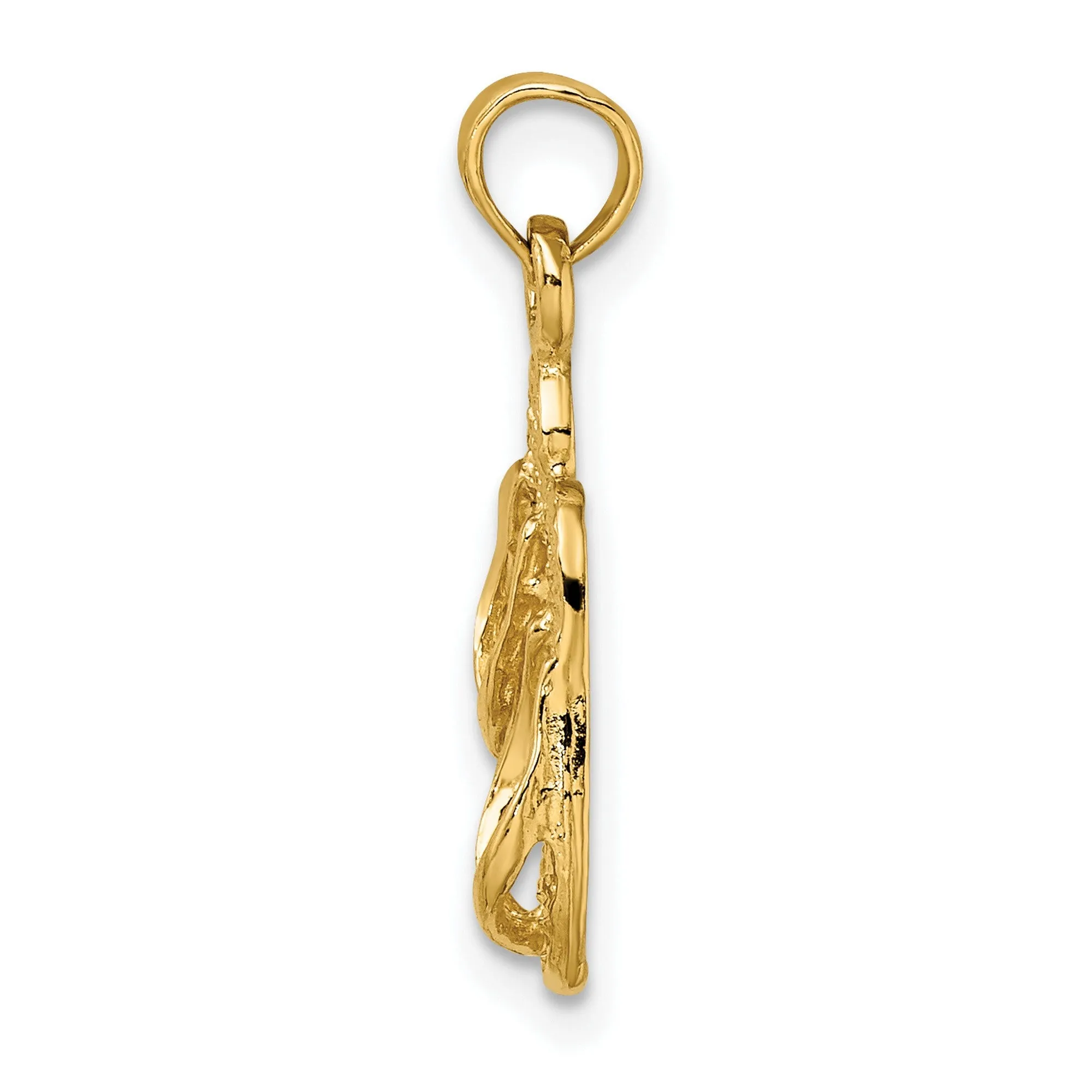 3-D PAWLEYS ISLAND Double Flip-flop Charm Pendant in Real 14k Yellow Gold