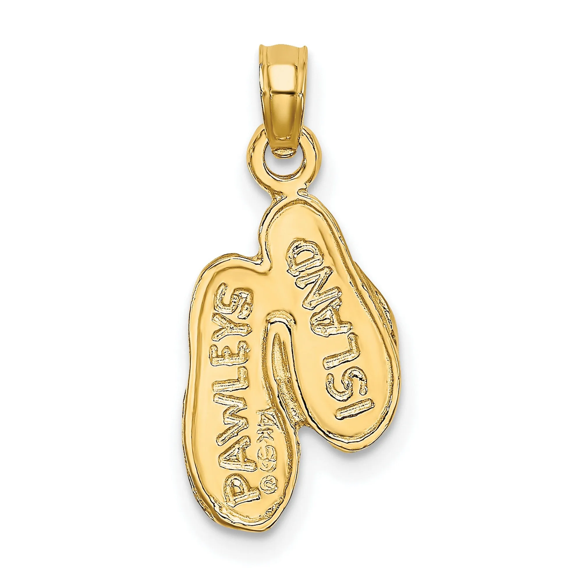 3-D PAWLEYS ISLAND Double Flip-flop Charm Pendant in Real 14k Yellow Gold