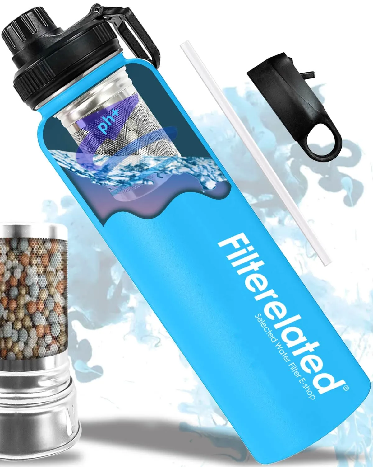 30oz Stainless Steel Portable Alkaline Filter Water Bottle, Creates Up To 9  Ph Of Quality Water, Sports Travel Water Bottle, Removes Water Impurities