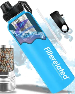 30oz Stainless Steel Portable Alkaline Filter Water Bottle, Creates Up To 9  Ph Of Quality Water, Sports Travel Water Bottle, Removes Water Impurities