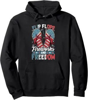 4th Of July Beach Flip Flops Fireworks & Freedom Party Swag Pullover Hoodie