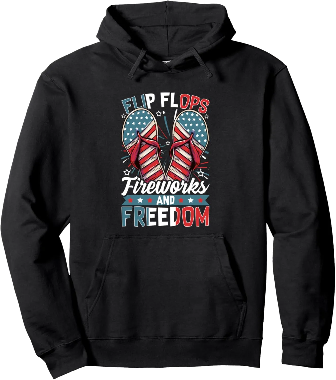 4th Of July Beach Flip Flops Fireworks & Freedom Party Swag Pullover Hoodie