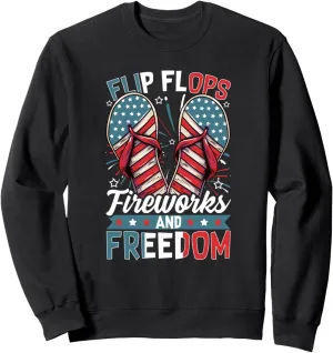 4th Of July Beach Flip Flops Fireworks & Freedom Party Swag Sweatshirt