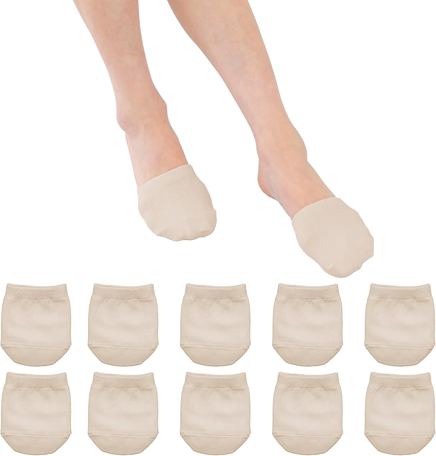 5 Pairs Premium Cotton Mule Socks for Women Well-Made Toe Topper No-Show Liner Socks, Comfortable, Breathable