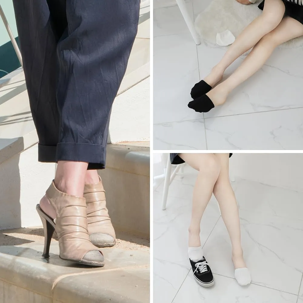 5 Pairs Premium Cotton Mule Socks for Women Well-Made Toe Topper No-Show Liner Socks, Comfortable, Breathable