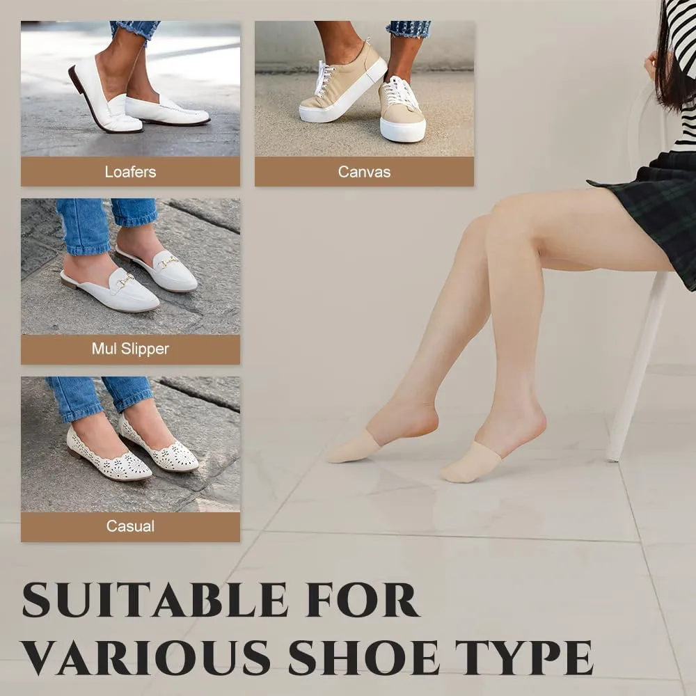 5 Pairs Premium Cotton Mule Socks for Women Well-Made Toe Topper No-Show Liner Socks, Comfortable, Breathable
