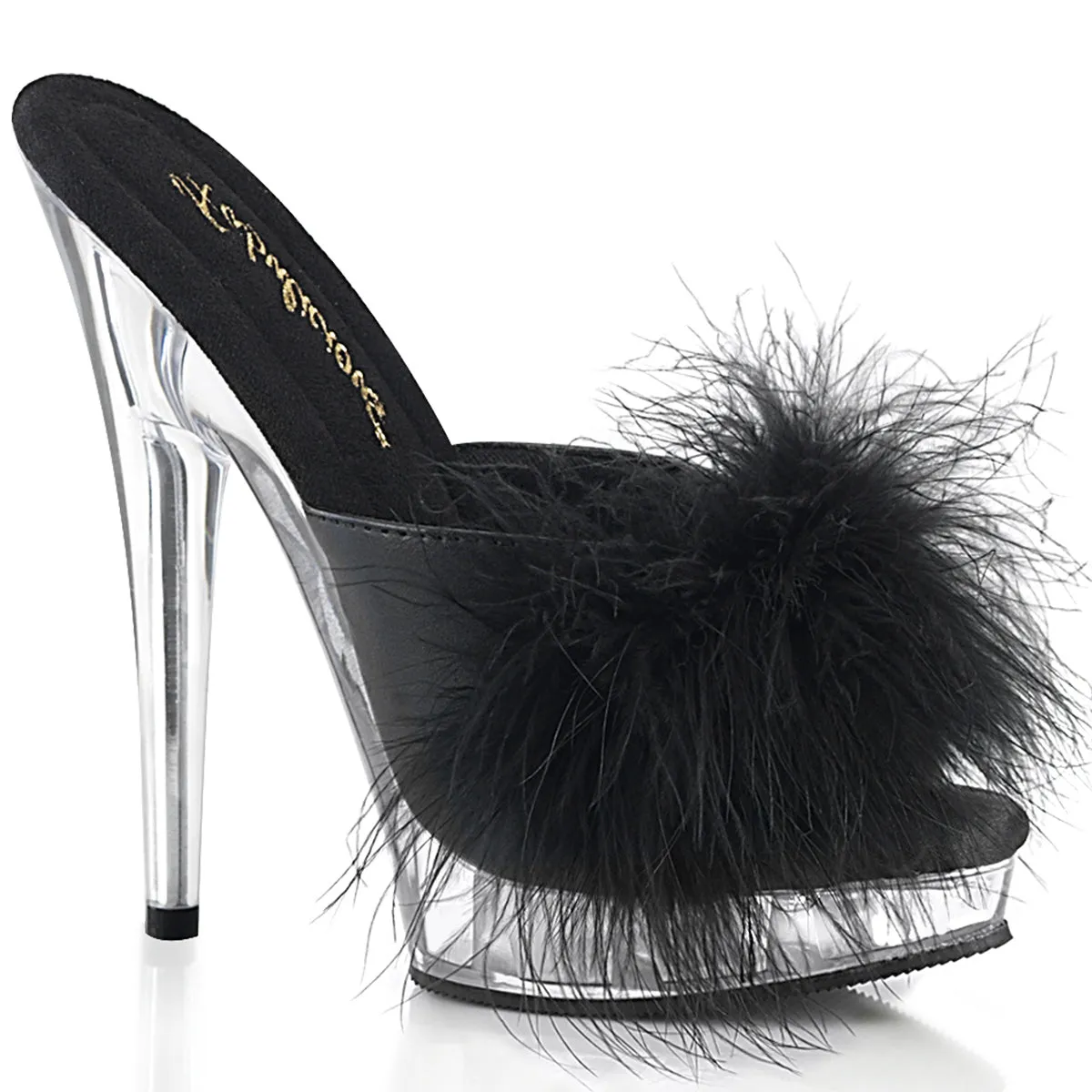 6 Inch Heel SULTRY-601F Black Fur