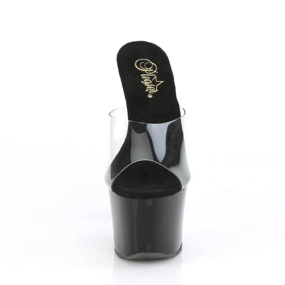 7 Inch Heel SKY-301CRS Clear Black Silver Rhinestone