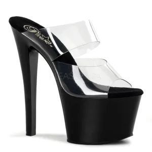 7" Black Platform Slide Pumps*