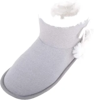 ABSOLUTE FOOTWEAR Arabella, Womens Slip On Winter Bootie Slippers with Pom Pom Design
