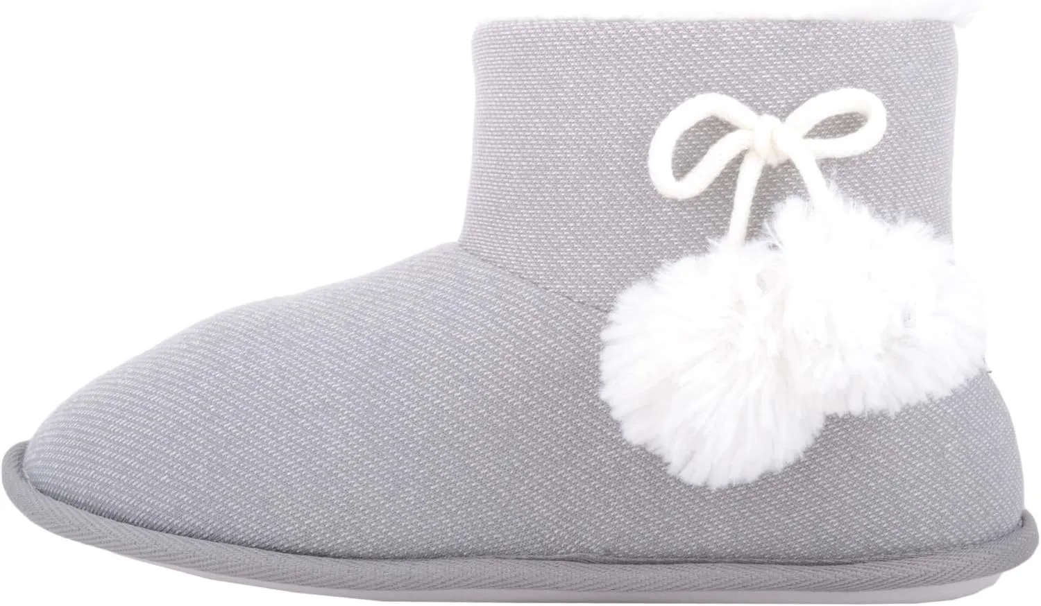 ABSOLUTE FOOTWEAR Arabella, Womens Slip On Winter Bootie Slippers with Pom Pom Design