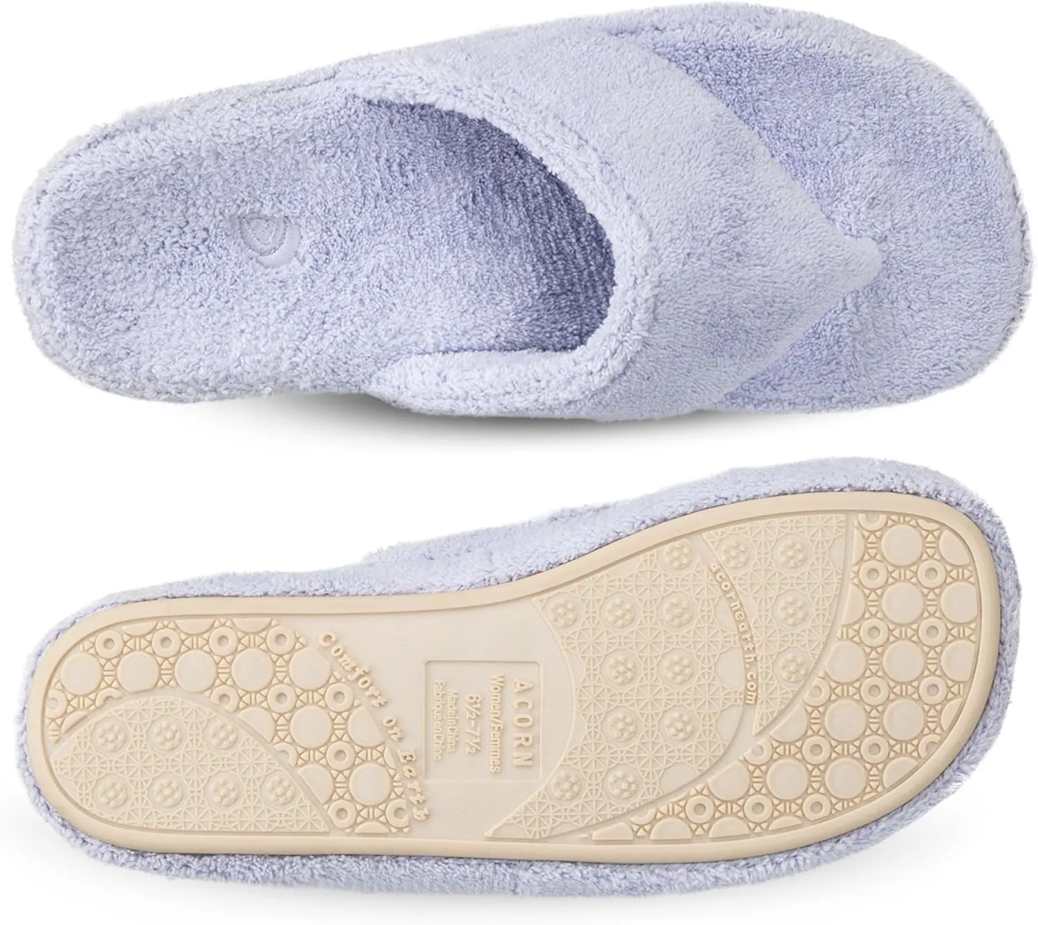 Acorn Women's Spa Thong Slippers with Cloud Contour Comfort - Arch Support and Plush Fluffy Terry Lining, Perfect for Beach, Camping, Poolside, or Bathroom Wear