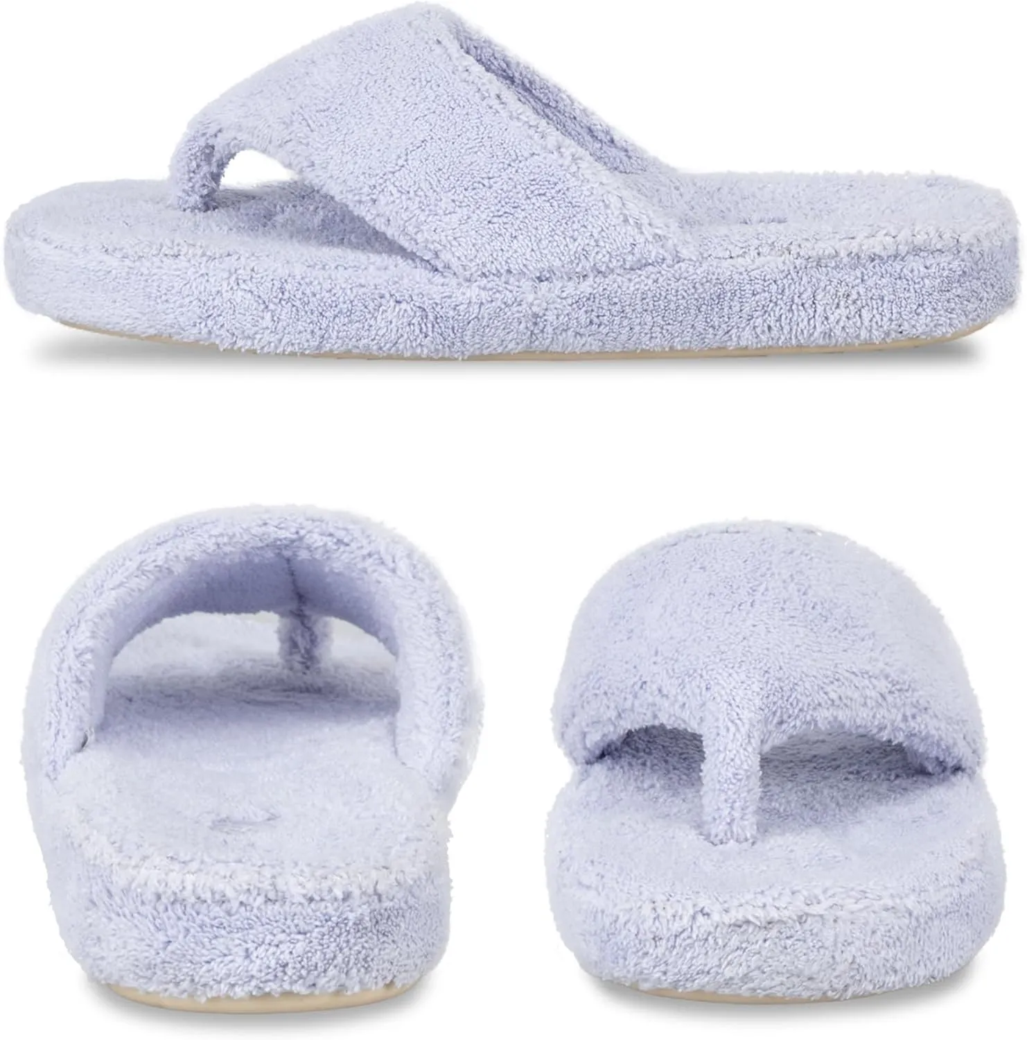 Acorn Women's Spa Thong Slippers with Cloud Contour Comfort - Arch Support and Plush Fluffy Terry Lining, Perfect for Beach, Camping, Poolside, or Bathroom Wear