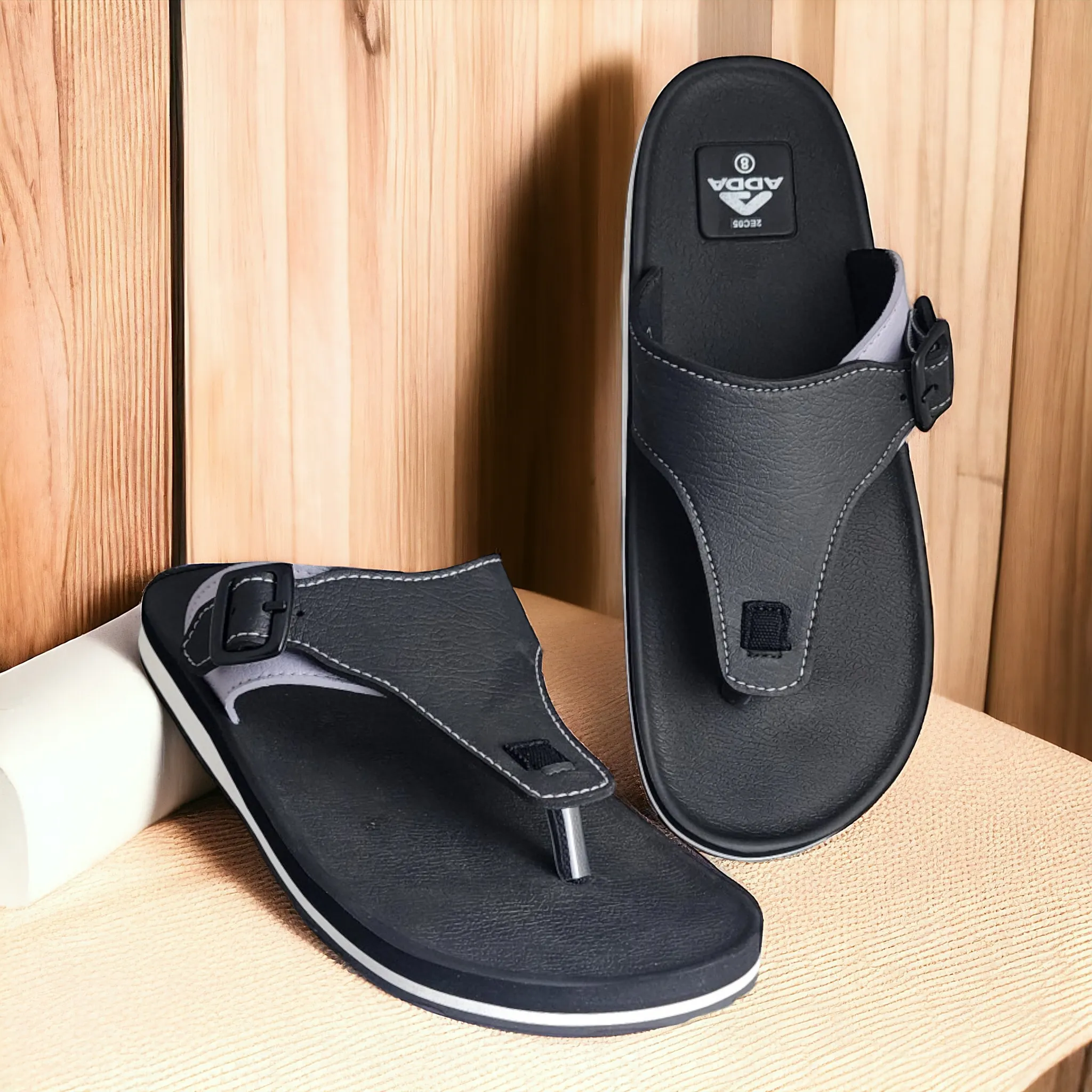 ADDA A1 BLACK/GREY Men's Slipper/Chapple/Flip flop