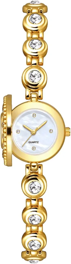ADSBIAOYE Luxury Vintage Round Clamshell Diamond Watch Dainty Ladies Small Dial Watch Fashion Simple Dress Quartz Waterproof Wrist Watch