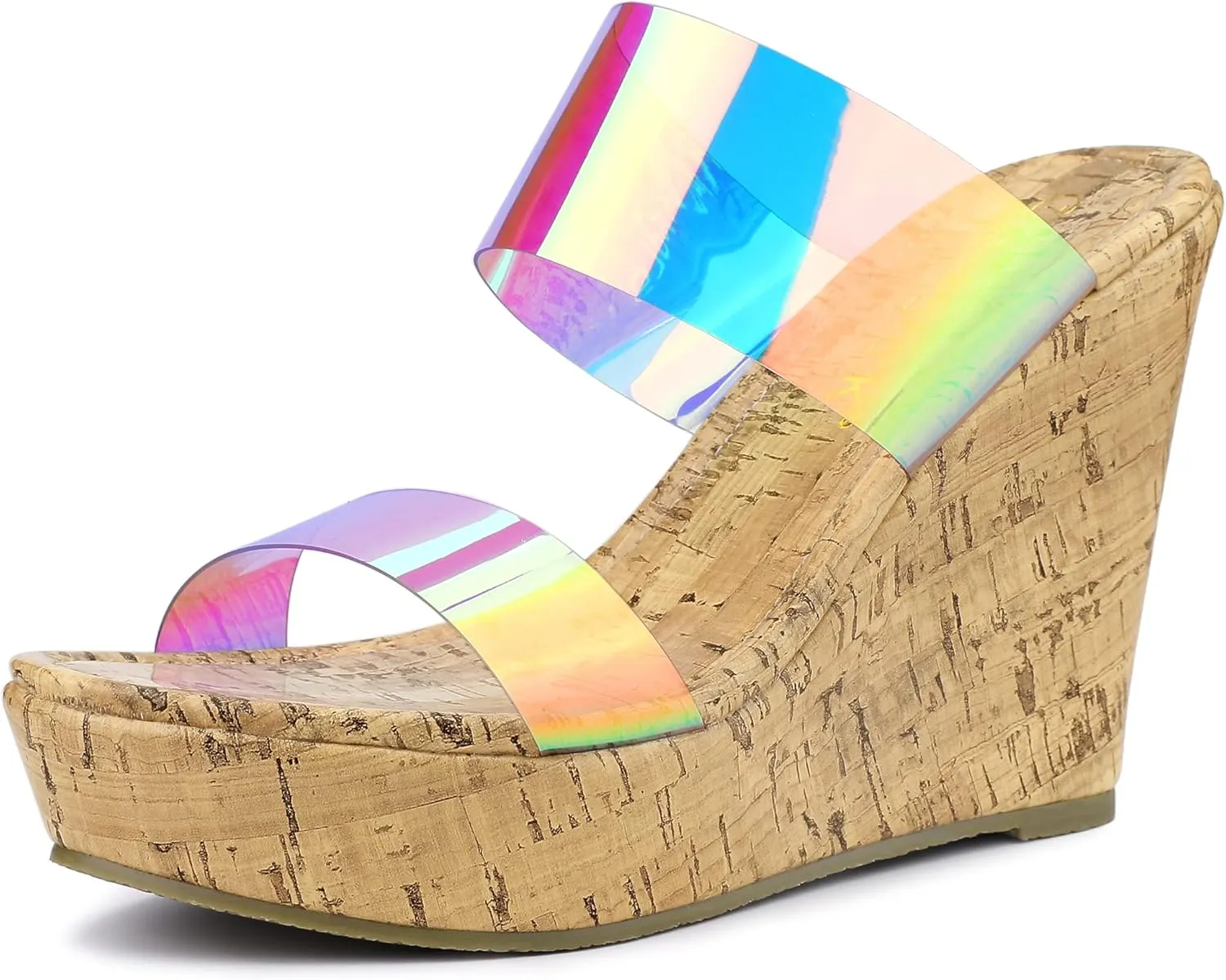 Allegra K Women's Clear Platform Transparent Straps Wedge Heels Sandals