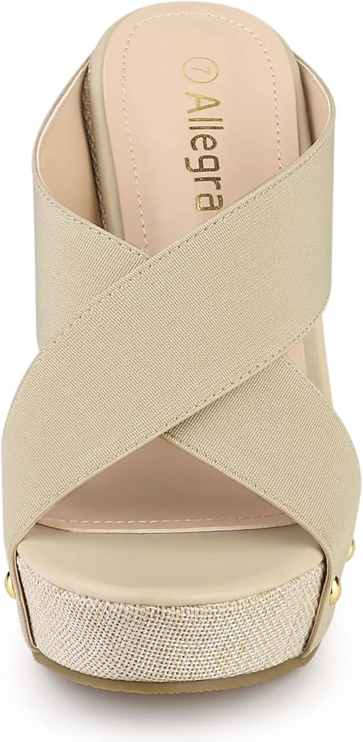 Allegra K Women's Platform Slide Wedge Sandals