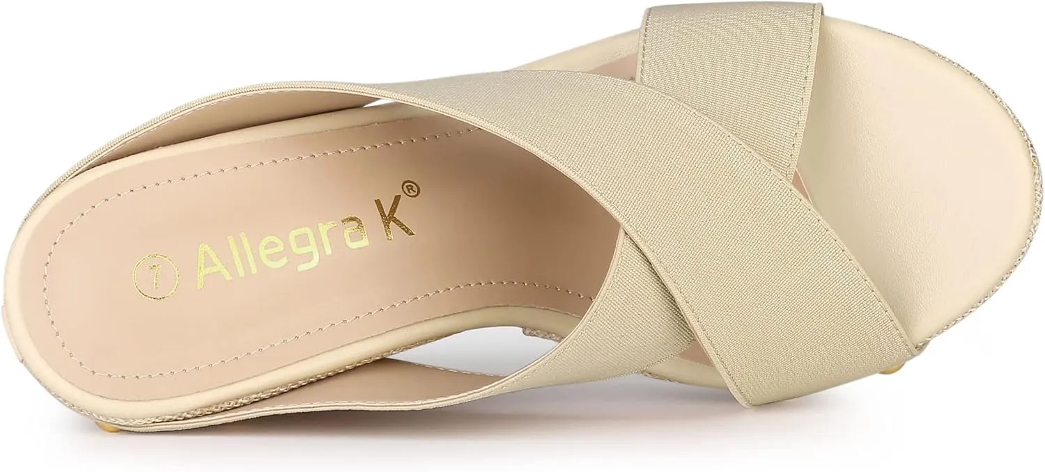 Allegra K Women's Platform Slide Wedge Sandals