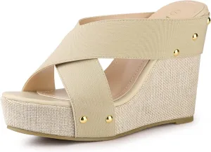 Allegra K Women's Platform Slide Wedge Sandals