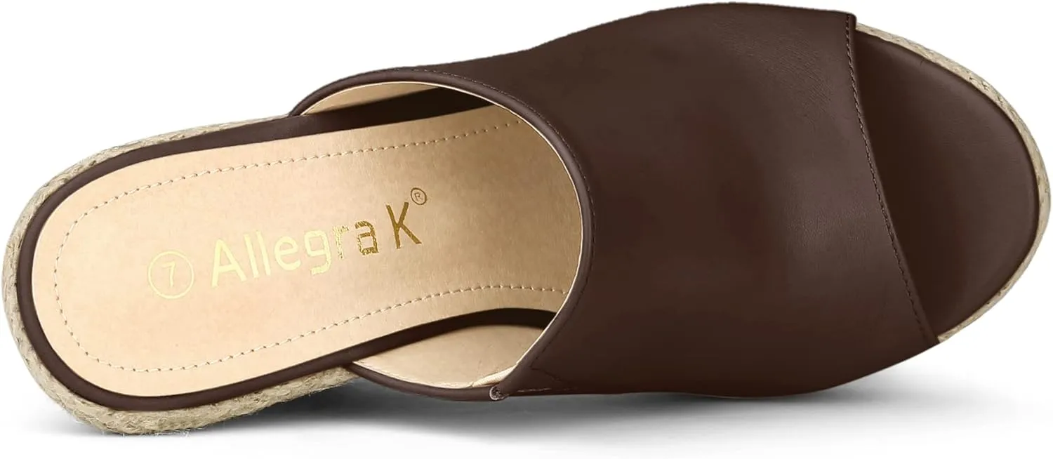 Allegra K Women's Slip on Platform Sandals Espadrilles Wedges Slides Mules