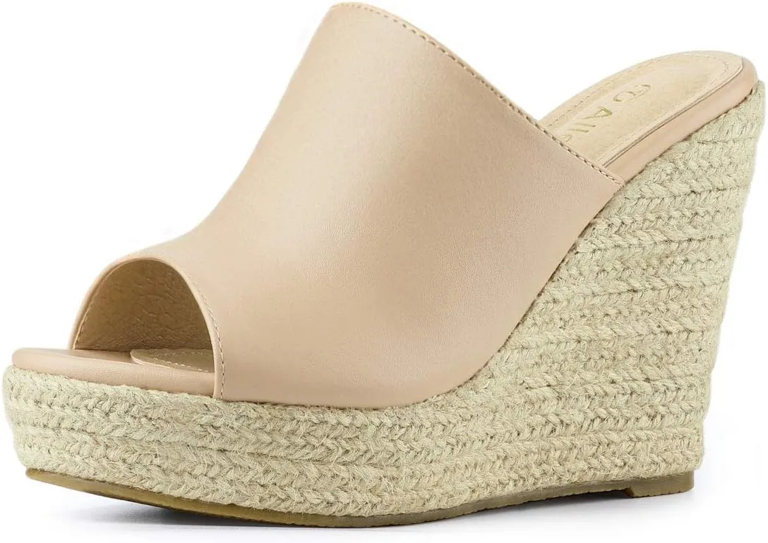 Allegra K Women's Slip on Platform Sandals Espadrilles Wedges Slides Mules