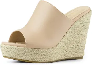 Allegra K Women's Slip on Platform Sandals Espadrilles Wedges Slides Mules