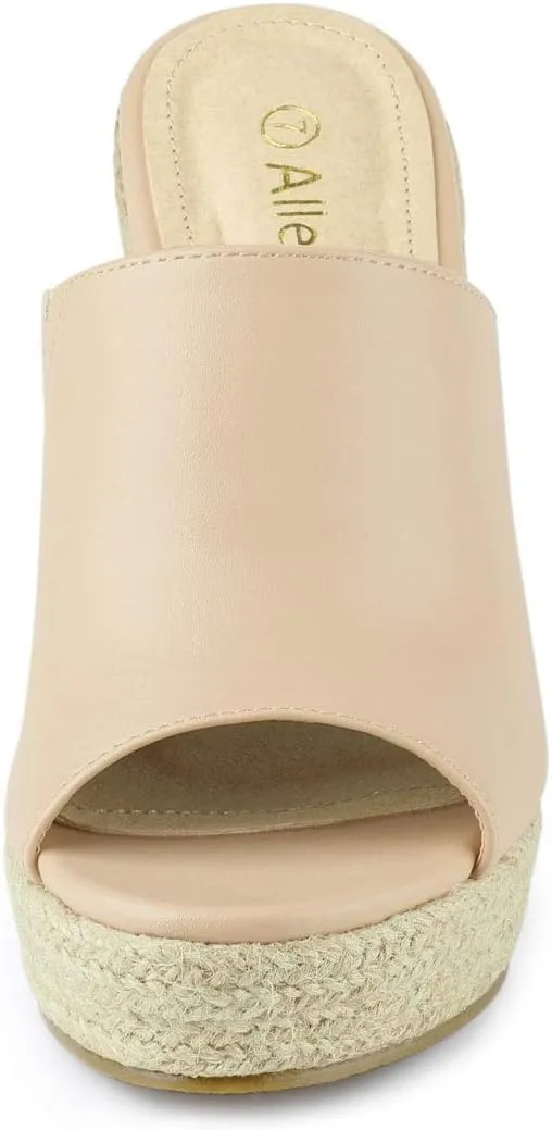 Allegra K Women's Slip on Platform Sandals Espadrilles Wedges Slides Mules
