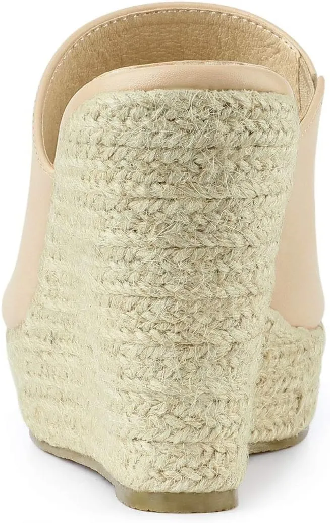 Allegra K Women's Slip on Platform Sandals Espadrilles Wedges Slides Mules