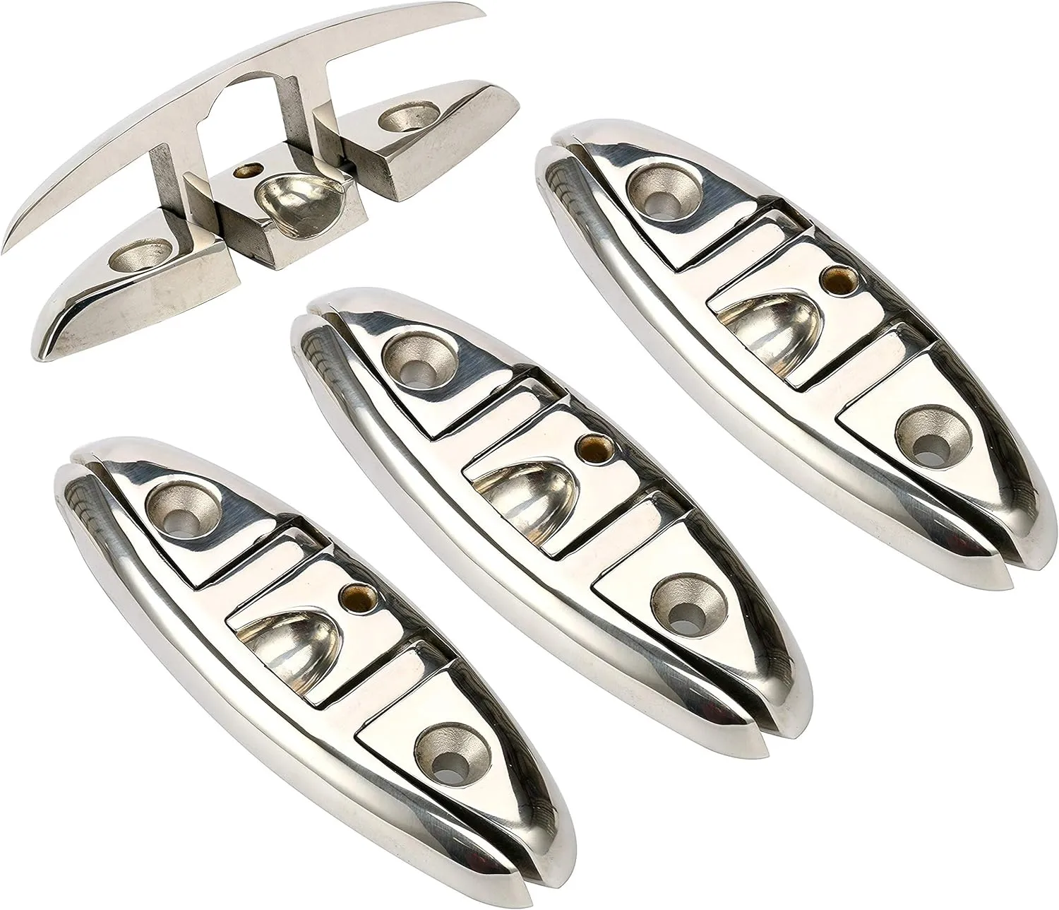 Amarine Made 4 Pack of 6 Stainless Folding Cleat, Flip-up Dock Cleat Retractable Cleats-Enhance Safety and Appearance of Any Boat