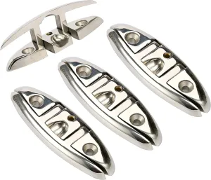 Amarine Made 4 Pack of 6 Stainless Folding Cleat, Flip-up Dock Cleat Retractable Cleats-Enhance Safety and Appearance of Any Boat