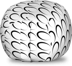 Ambesonne Black and White Storage Toy Bag Chair, Minimal Pattern with Slanted Oval Shapes Elongated Elliptic Outlines, Stuffed Animal Organizer Washable Bag, Small Size, Black and White