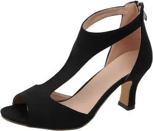 AMDBEL Summer Sandals for Women 2024, Women's Open Toe Strappy Stiletto Heels Dress Sandal Low Heel Peep Toe Wedding Shoes