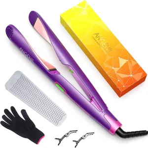 ANGENIL Professional Ion Flat Iron Curling Iron in One, Hair Straightener and Curler 2 in 1, Dual Voltage Twist Flat Irons with Digital LCD Display Adjustable Temp for All Hair Types