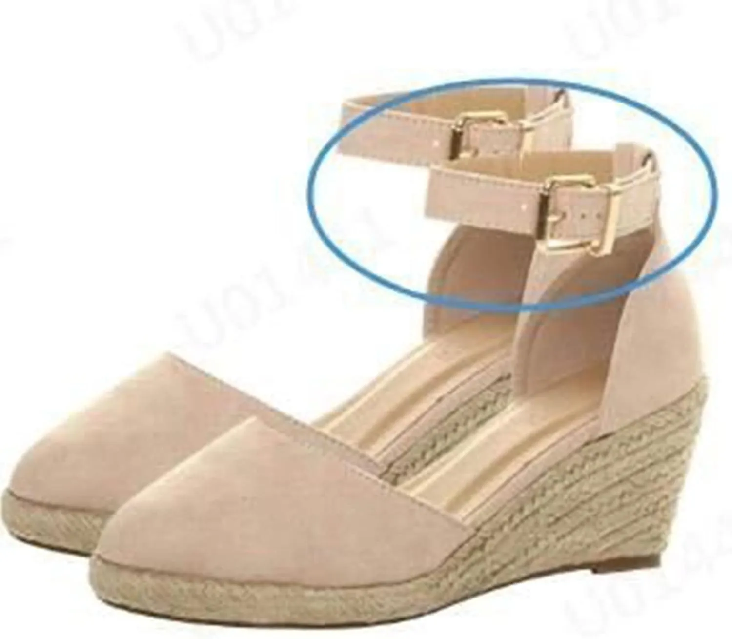 AngryMonkey Women's Espadrilles Wedges Sandals,Summer Comfortable Closed Toe Buckle Ankle Strap Casual Suede Empty High Slide