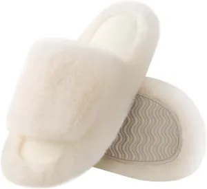 Ankis Womens’s Slippers Comfy Memory Foam House Open Toe Fuzzy Slipper Plush Indoor Outdoor Slide Furry Platform Fur Lined Shoes