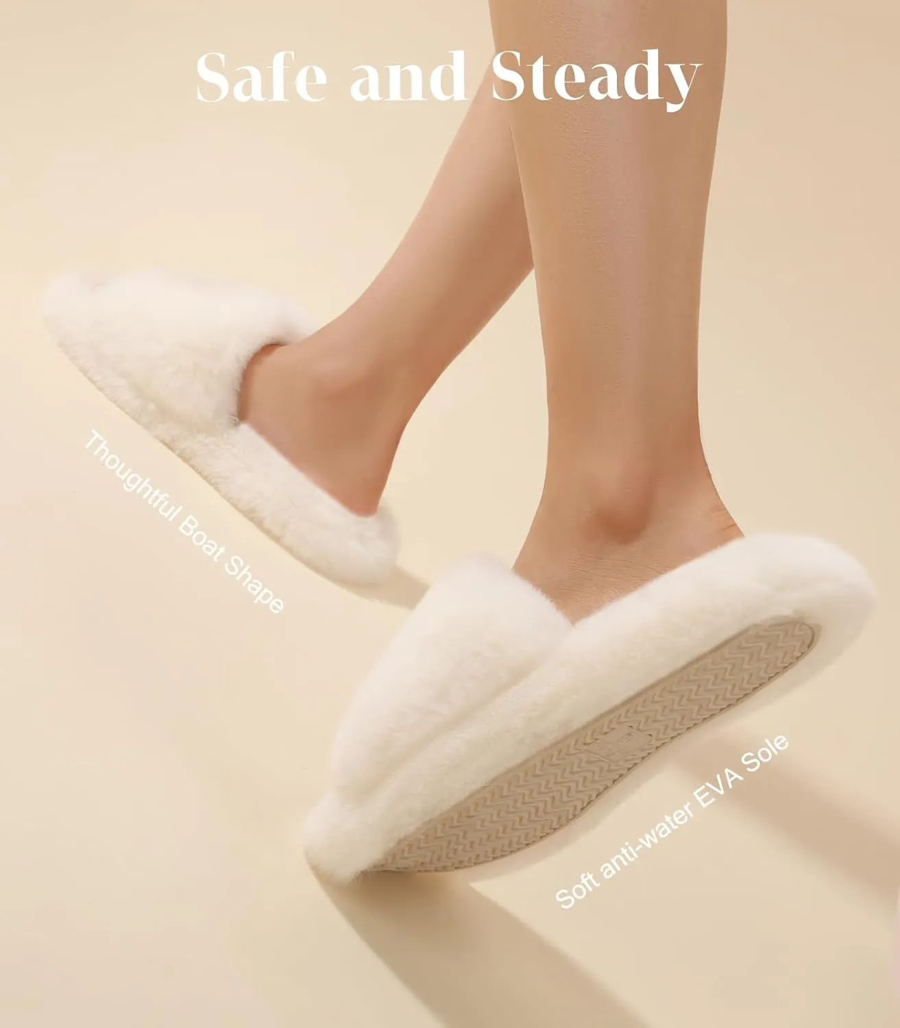 Ankis Womens’s Slippers Comfy Memory Foam House Open Toe Fuzzy Slipper Plush Indoor Outdoor Slide Furry Platform Fur Lined Shoes