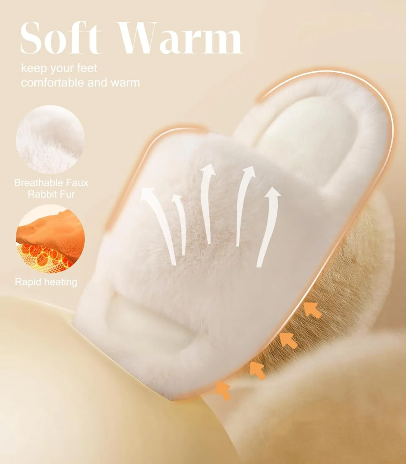 Ankis Womens’s Slippers Comfy Memory Foam House Open Toe Fuzzy Slipper Plush Indoor Outdoor Slide Furry Platform Fur Lined Shoes