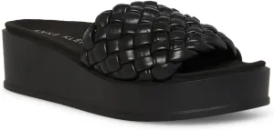 Anne Klein Womens Vikki Leather Woven Mule Sandals