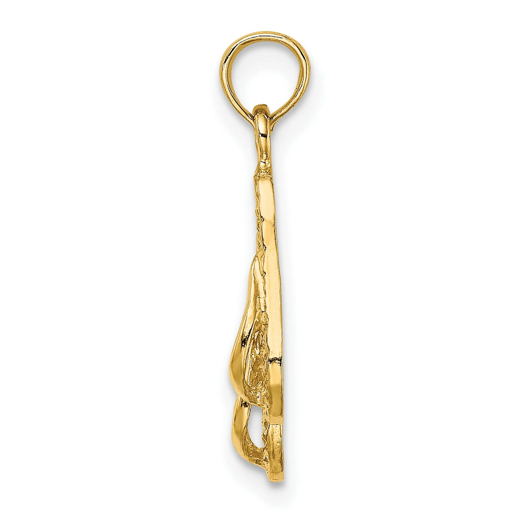 ANTIGUA W.I. Double Flip-Flop Charm Pendant in Real 14k Yellow Gold