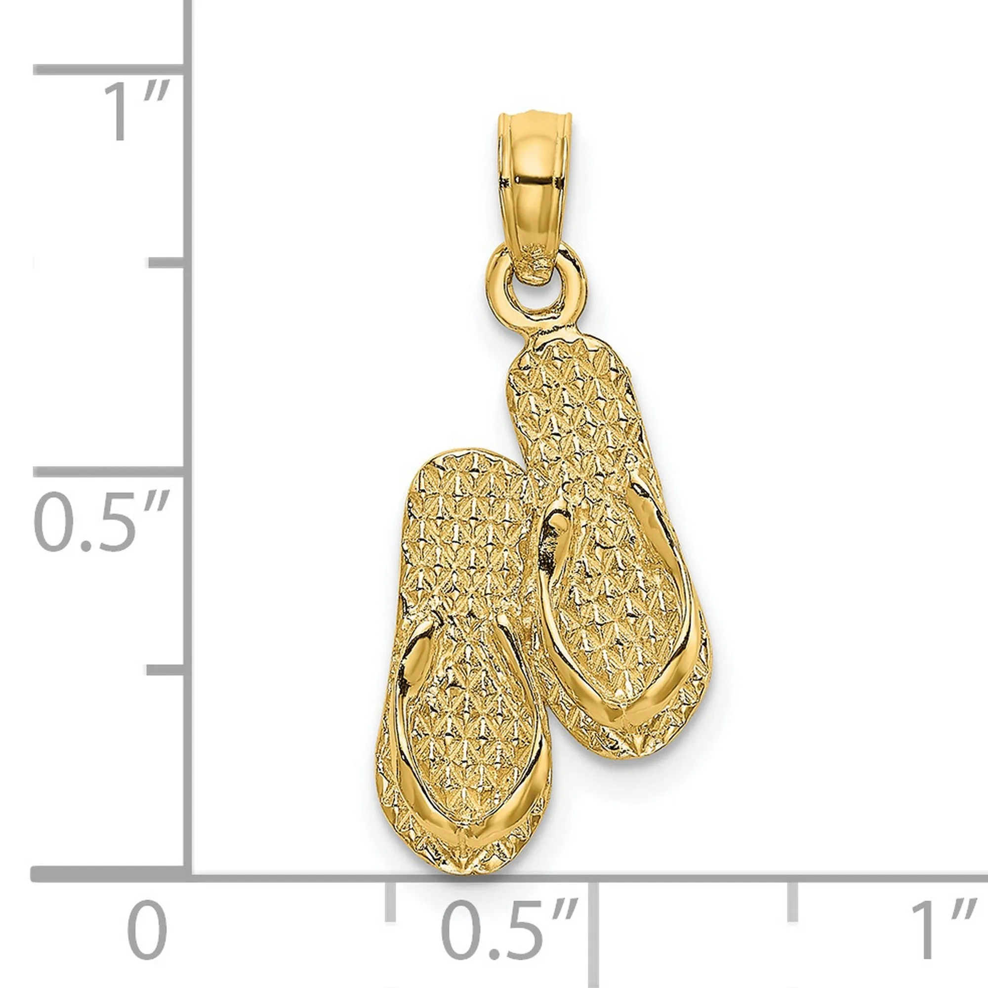 ANTIGUA W.I. Double Flip-Flop Charm Pendant in Real 14k Yellow Gold
