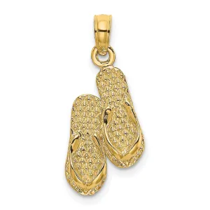 ANTIGUA W.I. Double Flip-Flop Charm Pendant in Real 14k Yellow Gold